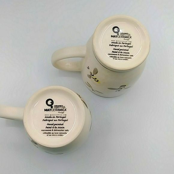 🌼HP! 2 large Bumble Bee Mugs by Matceramica Portugal - Picture 3 of 7